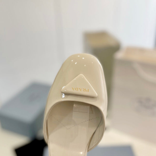 Pra Slingback 40 Square Sole White Patent Leather