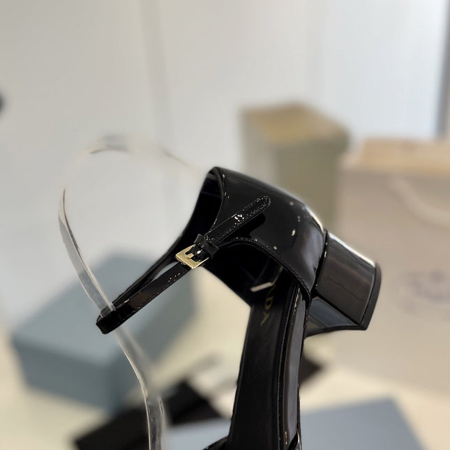 Pra Slingback 40 Square Sole Black Patent Leather