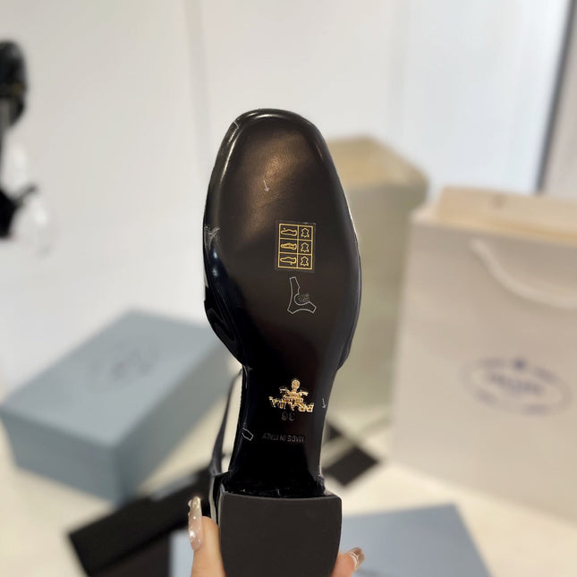 Pra Slingback 40 Square Sole Black Patent Leather