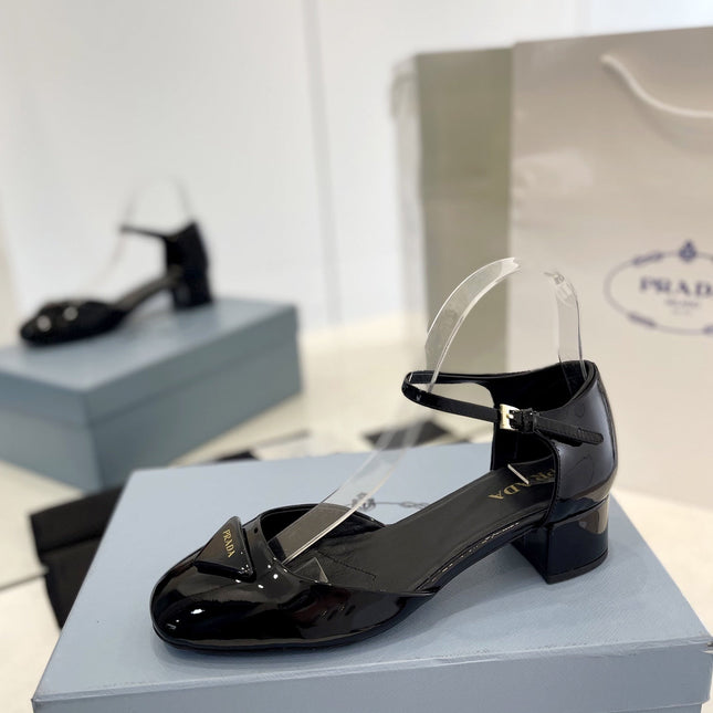 Pra Slingback 40 Square Sole Black Patent Leather