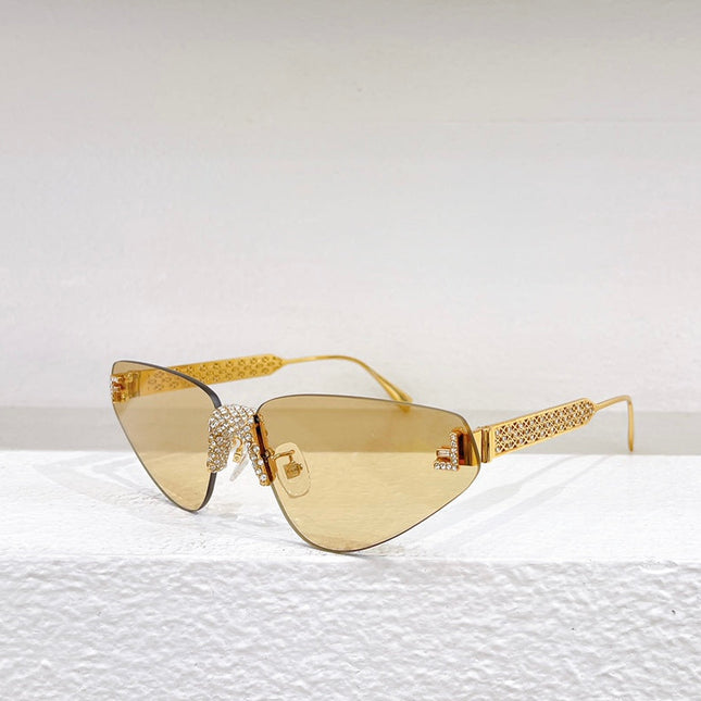 FIRST CRYSTAL RIMLESS TRIANGLE FRAME SUNGLASSES FD4127US IN METAL
