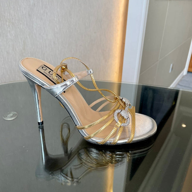 GG CRYSTAL HORSEBIT SANDAL SIVER LAMBSKIN