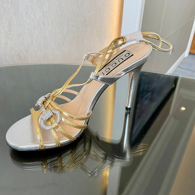 GG CRYSTAL HORSEBIT SANDAL SIVER LAMBSKIN