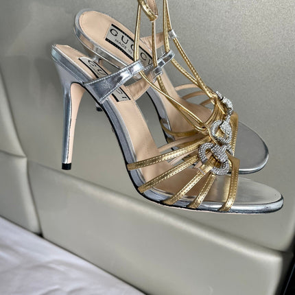 GG CRYSTAL HORSEBIT SANDAL SIVER LAMBSKIN