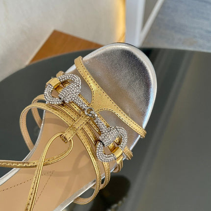 GG CRYSTAL HORSEBIT SANDAL SIVER LAMBSKIN