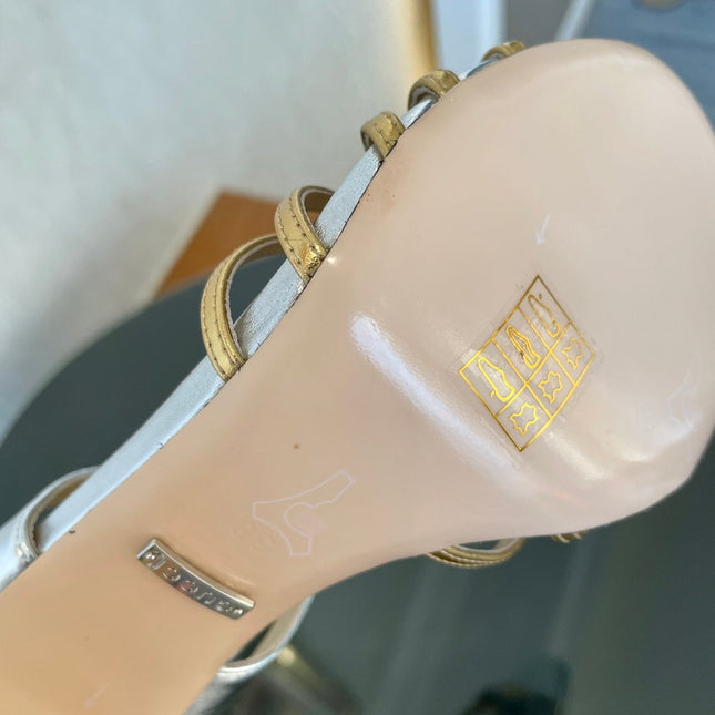 GG CRYSTAL HORSEBIT SANDAL SIVER LAMBSKIN