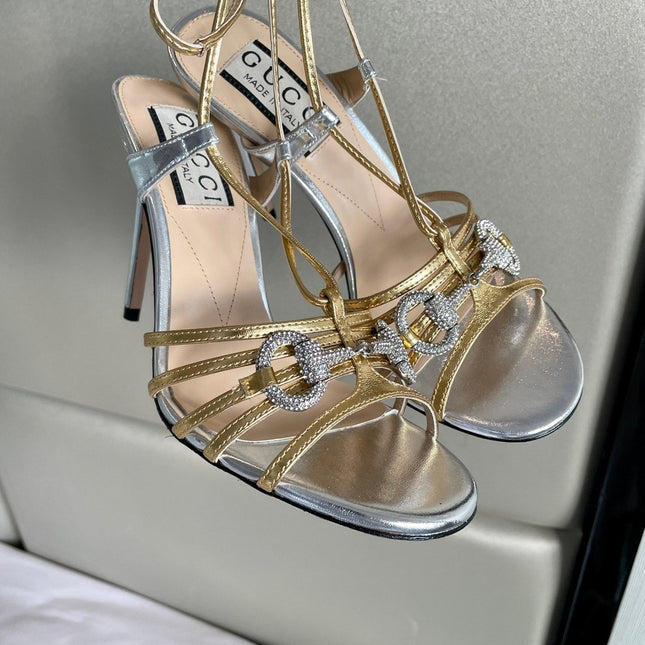 GG CRYSTAL HORSEBIT SANDAL SIVER LAMBSKIN