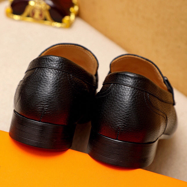 HM BLACK H-BUCKLE LOAFER BLACK GRAINED CALFSKIN