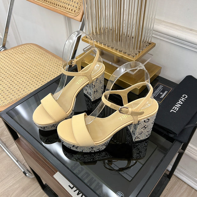 SANDALS leather satin yellow