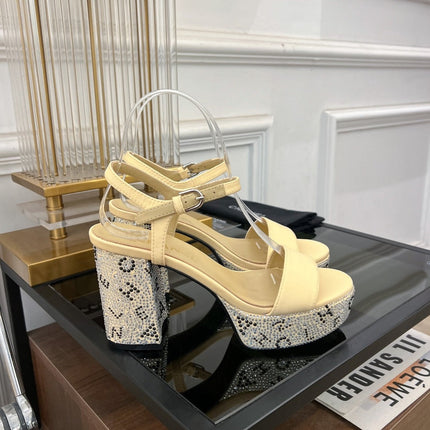 SANDALS leather satin yellow