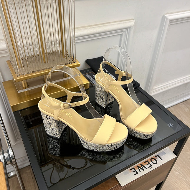 SANDALS leather satin yellow
