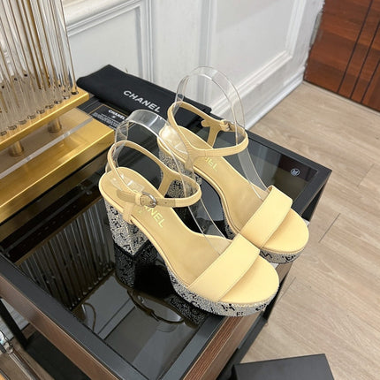 SANDALS leather satin yellow