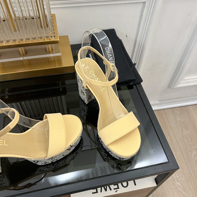 SANDALS leather satin yellow