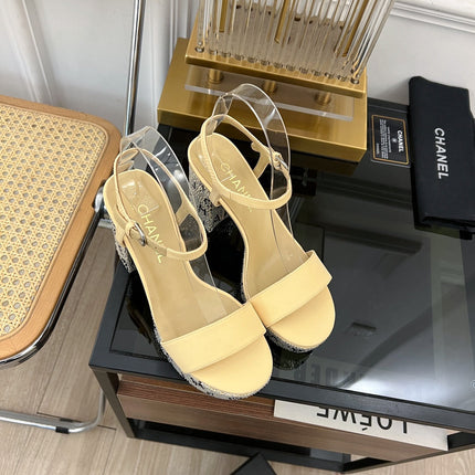 SANDALS leather satin yellow