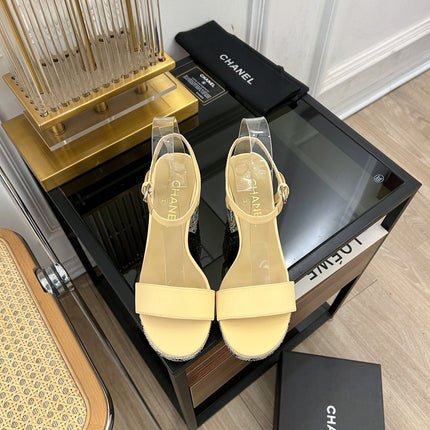SANDALS leather satin yellow