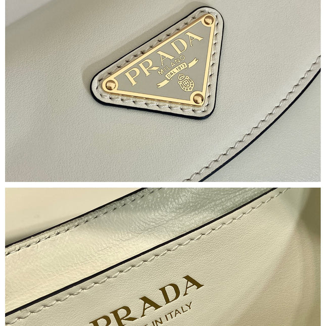 FLAP BAG 25 IN WHITE SMOOTH CALFSKIN TRIANGLE LOGO