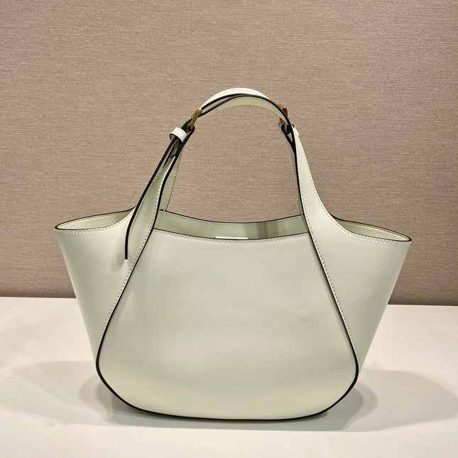 TOTE BAG 28 IN WHITE SHEEPSKIN GOLD LOGO