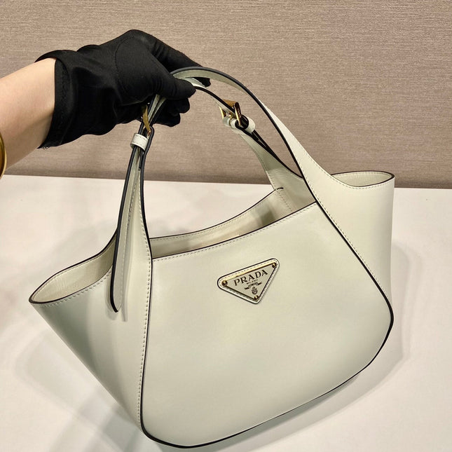 TOTE BAG 28 IN WHITE SHEEPSKIN GOLD LOGO