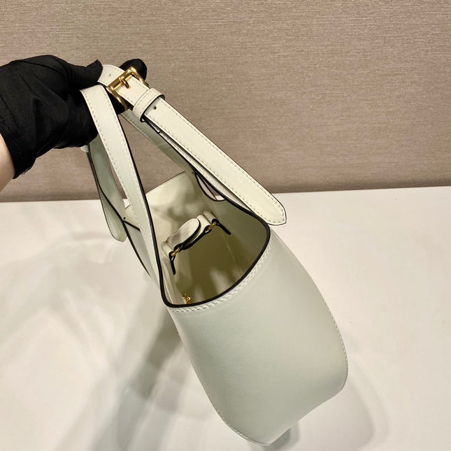 TOTE BAG 28 IN WHITE SHEEPSKIN GOLD LOGO