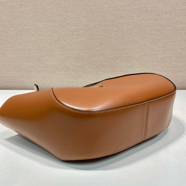 TOTE BAG 28 IN CINNAMON BROWN SHEEPSKIN GOLD LOGO