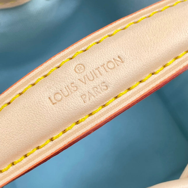 NANO NOÉ 16 IN PISTACHIO DAMIER GIANT CANVAS GOLD HARDWARE