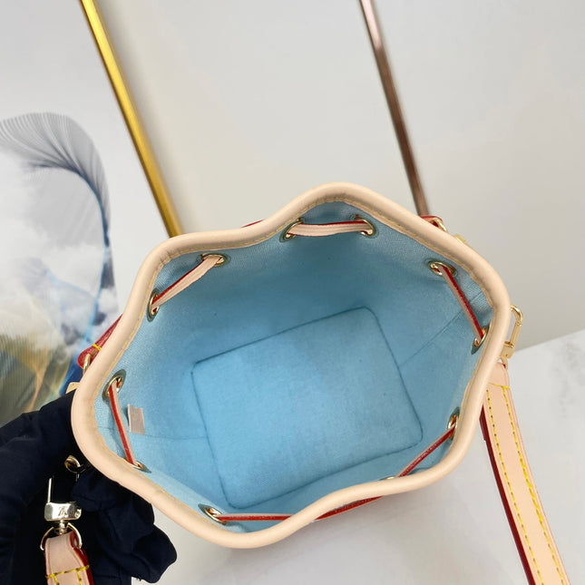 NANO NOÉ 16 IN PISTACHIO DAMIER GIANT CANVAS GOLD HARDWARE