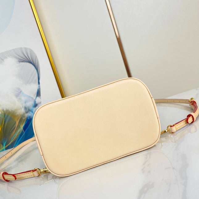 ALMA BACKPACK 20 IN BROWN MONOGRAM CANVAS AND BEIGE CALFSKIN TRIM GOLD BUCKLE