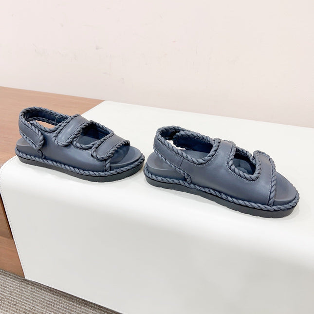 REFINED DAD SANDAL IN BLACK LAMBSKIN