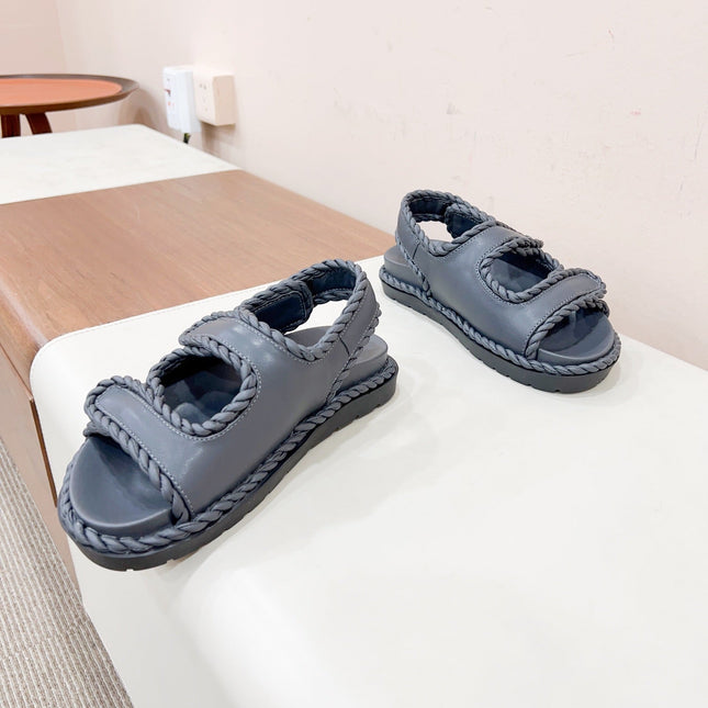 REFINED DAD SANDAL IN BLACK LAMBSKIN