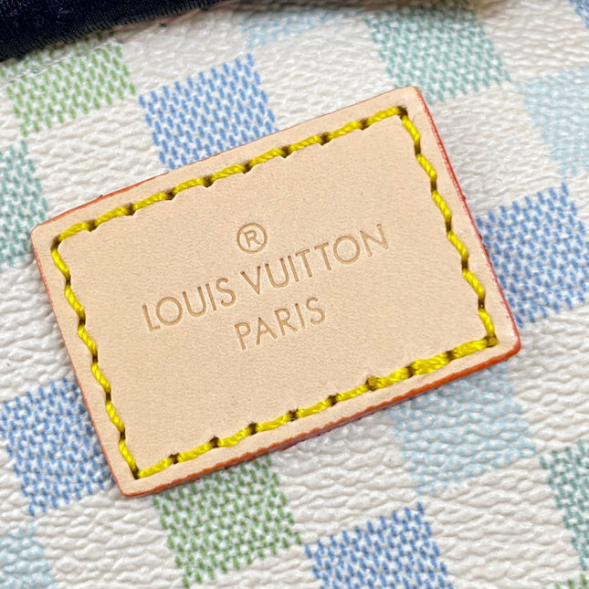 SPEEDY BANDOULIÈRE 20 IN PISTACHIO DAMIER GIANT CANVAS GOLD HARDWARE