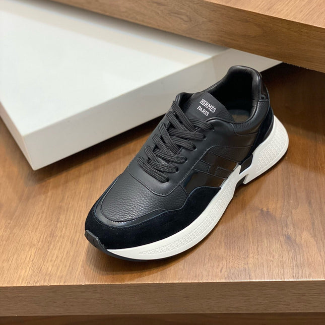 HM HOGAN SNEAKER BLACK CALFSKIN AND SUEDE