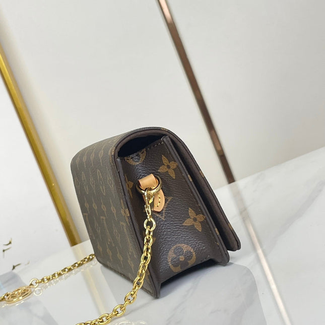 WALLET ON CHAIN LILY 20 IN BROWN MONOGRAM CANVAS GOLD HARDWARE