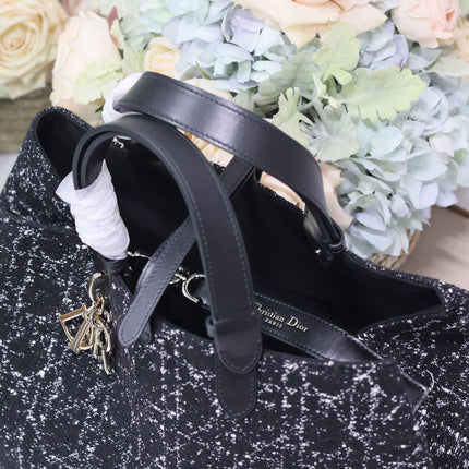 TOUJOURS BAG 37 IN BLACK MIX WHITE CANNAGE TWEED WITH GOLD HARDWARE