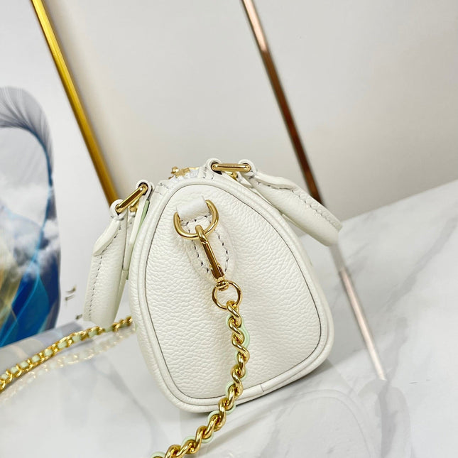 NANO SPEEDY 16 IN WHITE LATTE MONOGRAM EMPREINTE LEATHER GOLD HARDWARE