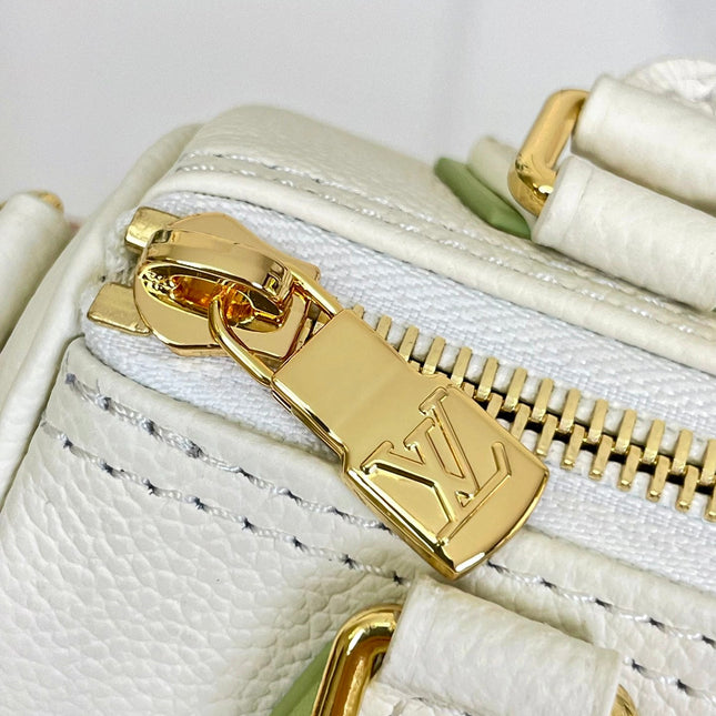 NANO SPEEDY 16 IN WHITE LATTE MONOGRAM EMPREINTE LEATHER GOLD HARDWARE