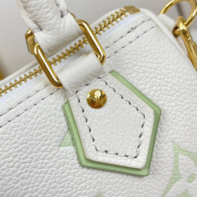 NANO SPEEDY 16 IN WHITE LATTE MONOGRAM EMPREINTE LEATHER GOLD HARDWARE