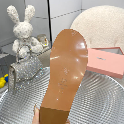 Slippers White Leather With Sedge Straps