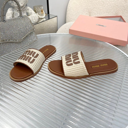 Slippers Brown Leather With Sedge Straps