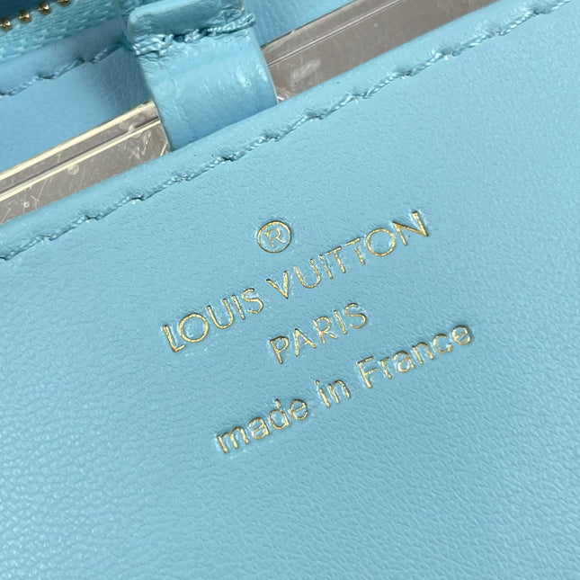 GO-14 MM 23 IN SKY BLUE QUILTED LAMBSKIN GOLD HARDWARE