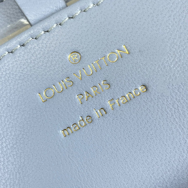 GO-14 MM 23 IN LIGHT BLUE GRAY QUILTED LAMBSKIN GOLD HARDWARE