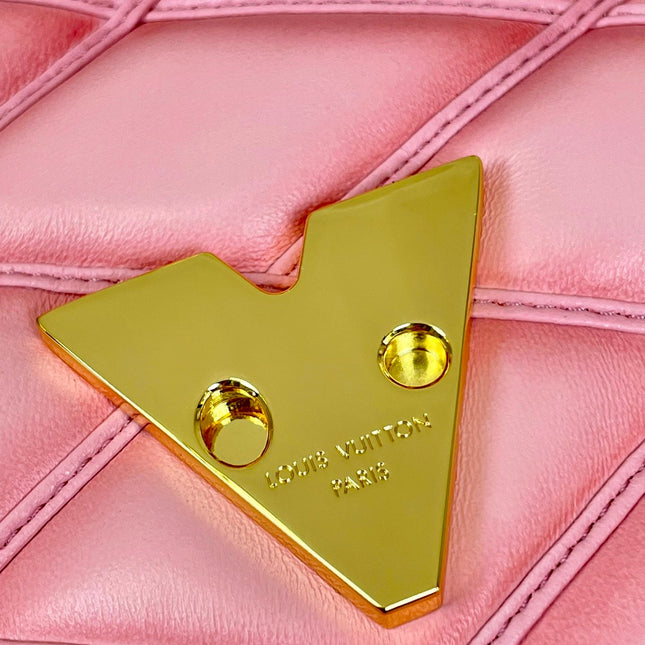 GO-14 MM 23 IN FRAMBOISE QUILTED LAMBSKIN GOLD HARDWARE