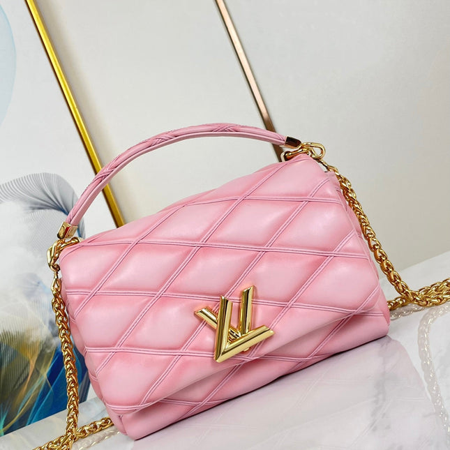 GO-14 MM 23 IN FRAMBOISE QUILTED LAMBSKIN GOLD HARDWARE