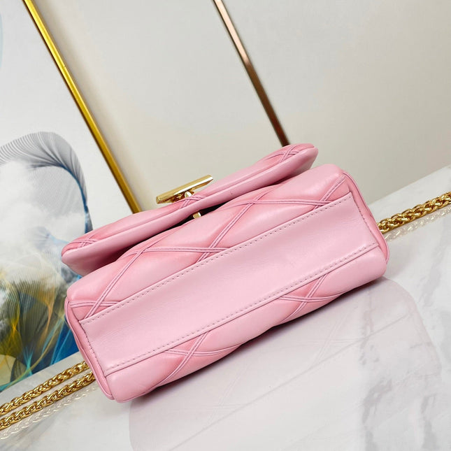 GO-14 MM 23 IN FRAMBOISE QUILTED LAMBSKIN GOLD HARDWARE