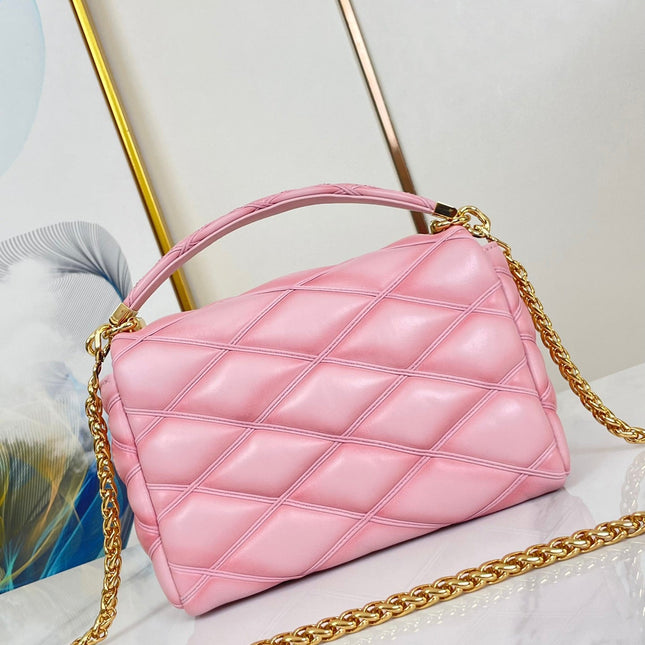 GO-14 MM 23 IN FRAMBOISE QUILTED LAMBSKIN GOLD HARDWARE