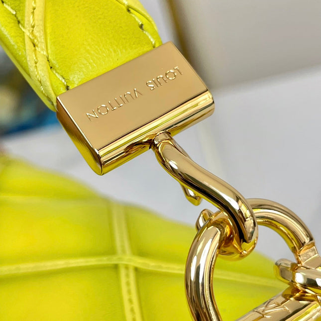 GO-14 MM 23 IN LEMON YELLOW QUILTED LAMBSKIN GOLD HARDWARE