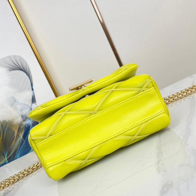 GO-14 MM 23 IN LEMON YELLOW QUILTED LAMBSKIN GOLD HARDWARE