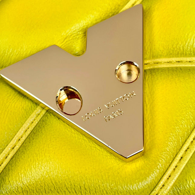 GO-14 MM 23 IN LEMON YELLOW QUILTED LAMBSKIN GOLD HARDWARE