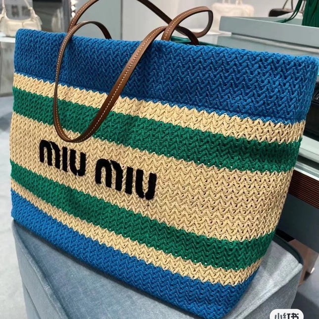 SHOPPING BAG 38 IN COLORFUL RAFFIA WOVEN - HAND