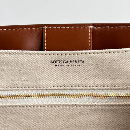 SMALL ANDIAMO 25 IN WHITE BROWN CALFSKIN AND CANVAS