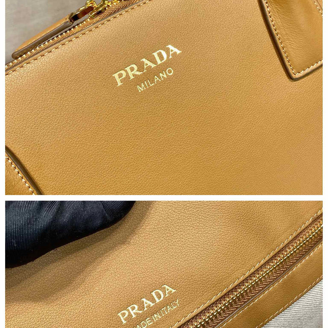 LARGER TOTE BAG 48 WITH ZIPPER CLOSURE IN CIDER BROWN SMOOTH CALFSKIN